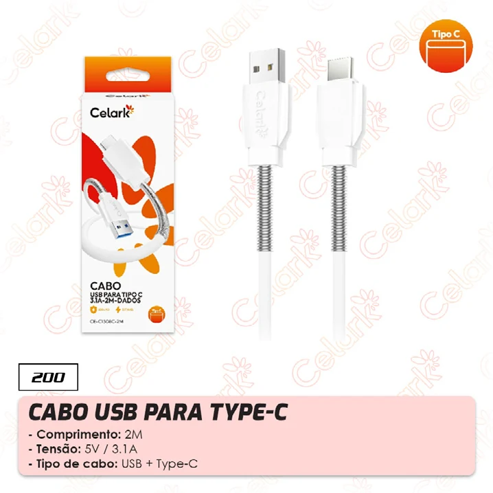 Cabo USB para Type-C 2M