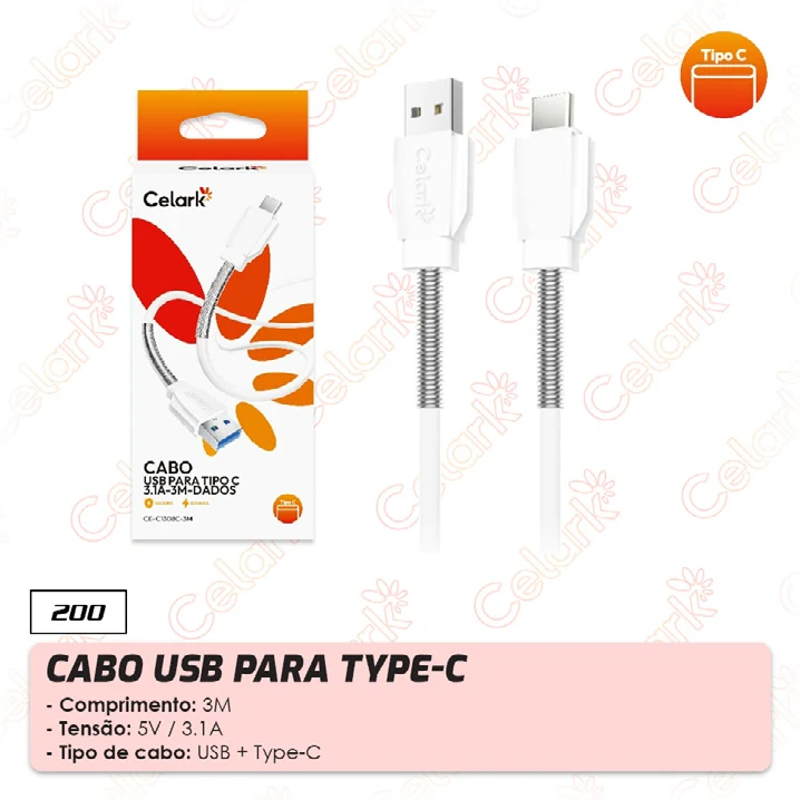 Cabo USB para Type-C 3M